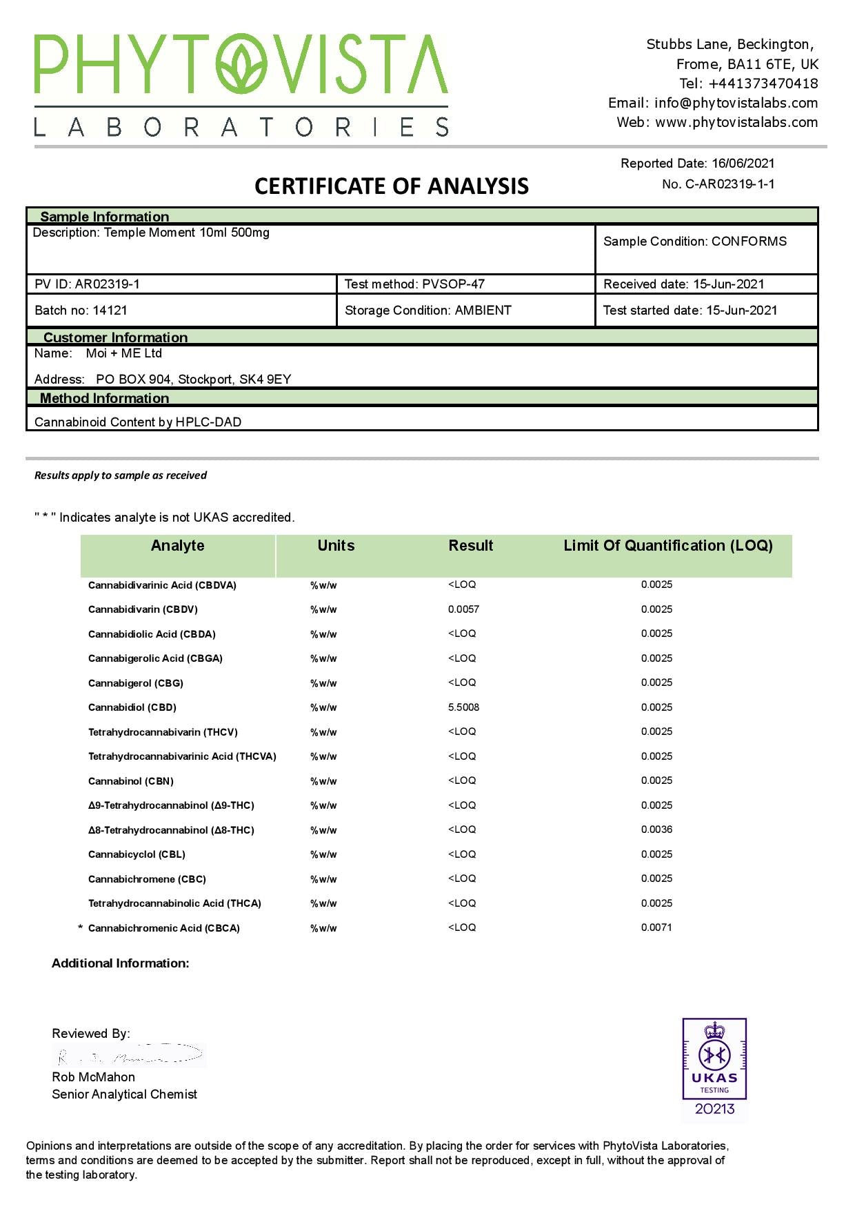 MOi + ME 500mg CBD Temple Moment Oil Roller - 10ml | MOi + ME | CBD Products