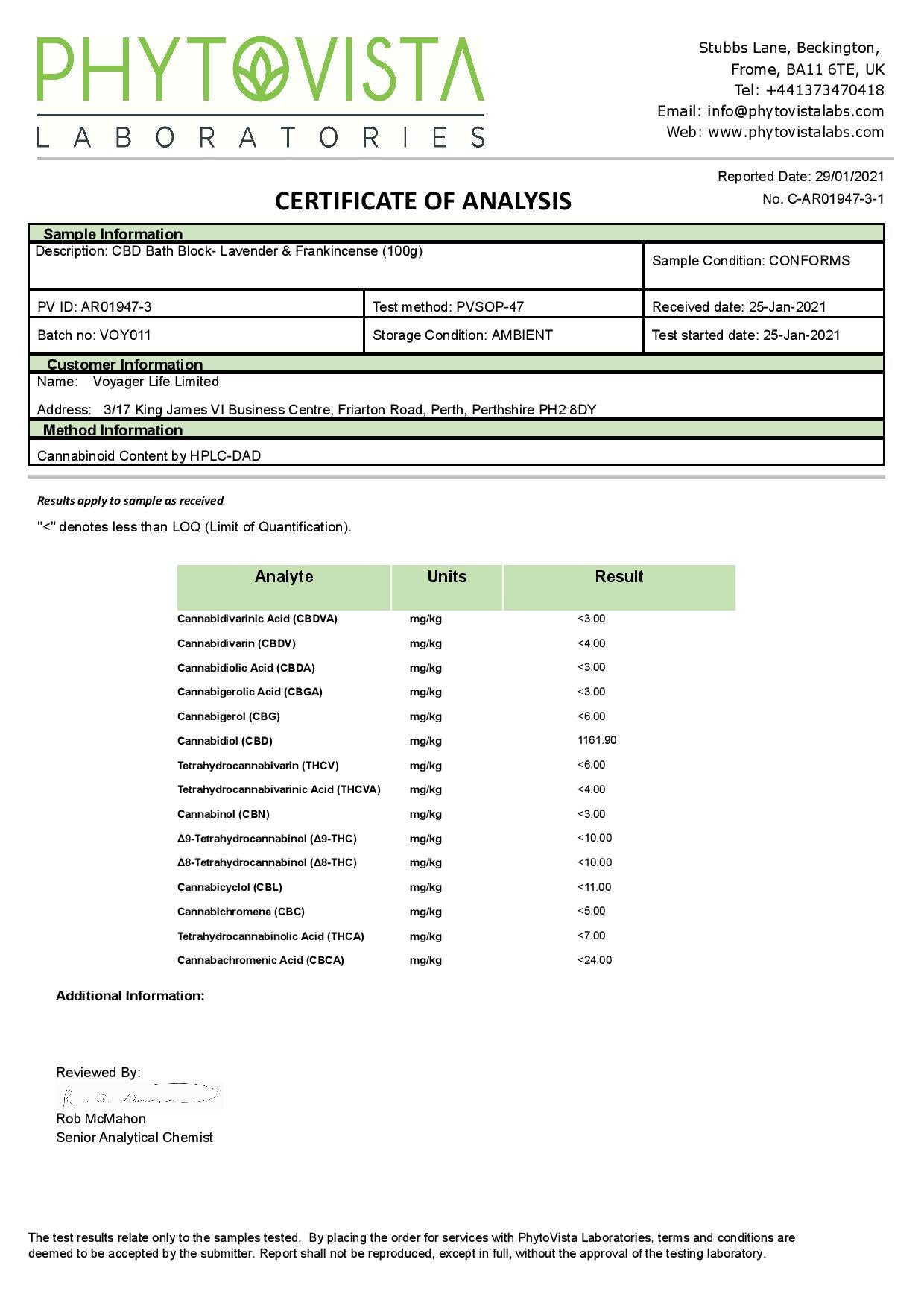 Voyager 100mg CBD Lavender & Frankincense Bath Block - 100g | Voyager | CBD Products
