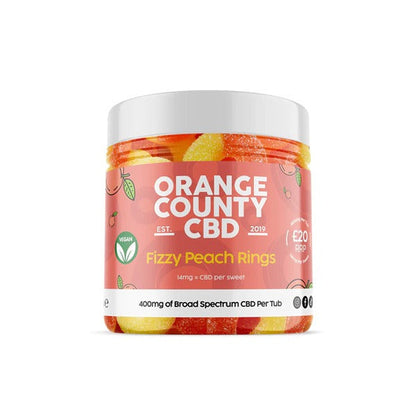 Orange County CBD 400mg CBD Fizzy Peach Rings - Small Tub | Orange County | CBD Products