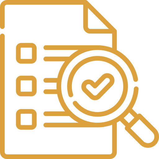 Magnifying glass over a report to show our partner brands are authorised and approved by relevant legal entities