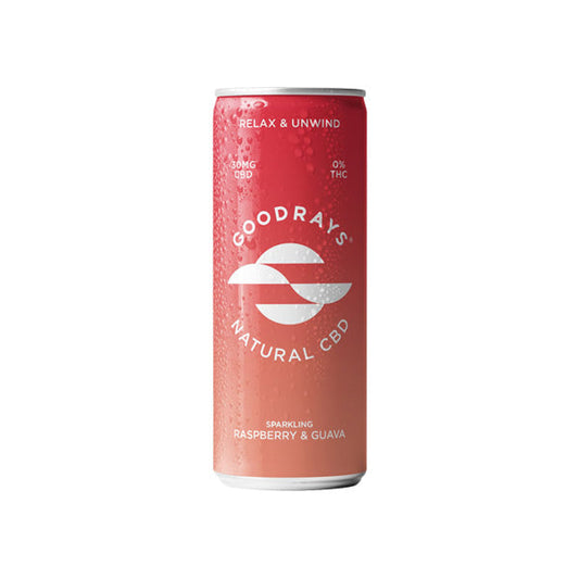 12 x Goodrays 30mg CBD Raspberry & Guava Seltzer 250ml | Goodrays | CBD Products